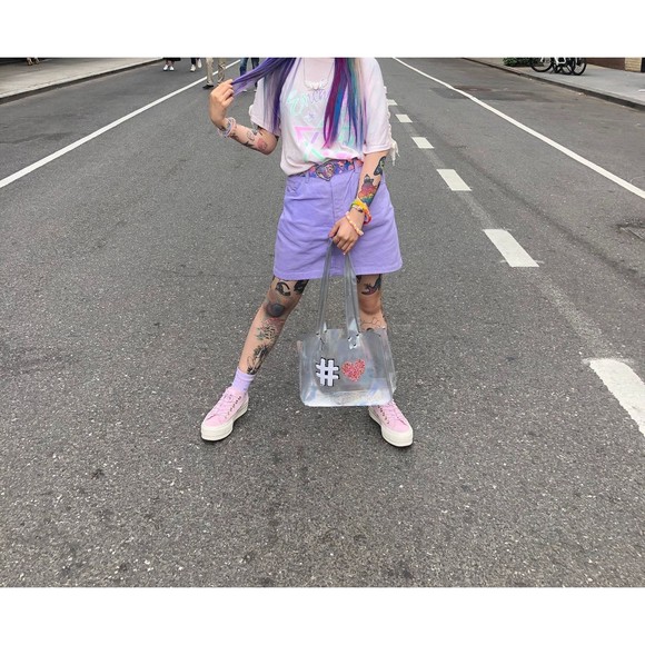 Holographic Clear Tote | Hashtag Heart Appliqué Iridescent Bag - Picture 6 of 7